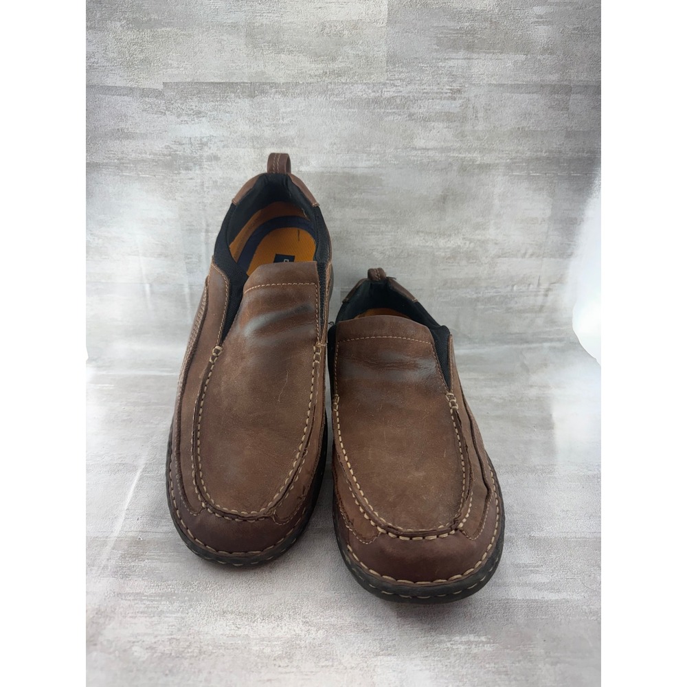 Dockers Men Brown Leather Stain Defender Slip On Loafers Shoes Sz 12M 090-96820